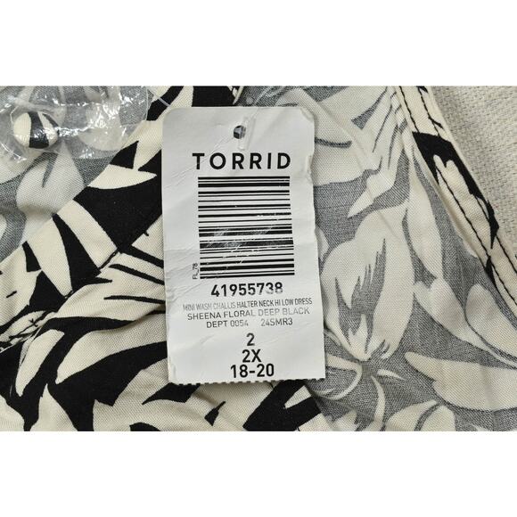 Torrid Women's Plus Size 2 Hi-Low Challis Halter Neck Dress Floral Viscose NWT - Picture 6 of 8